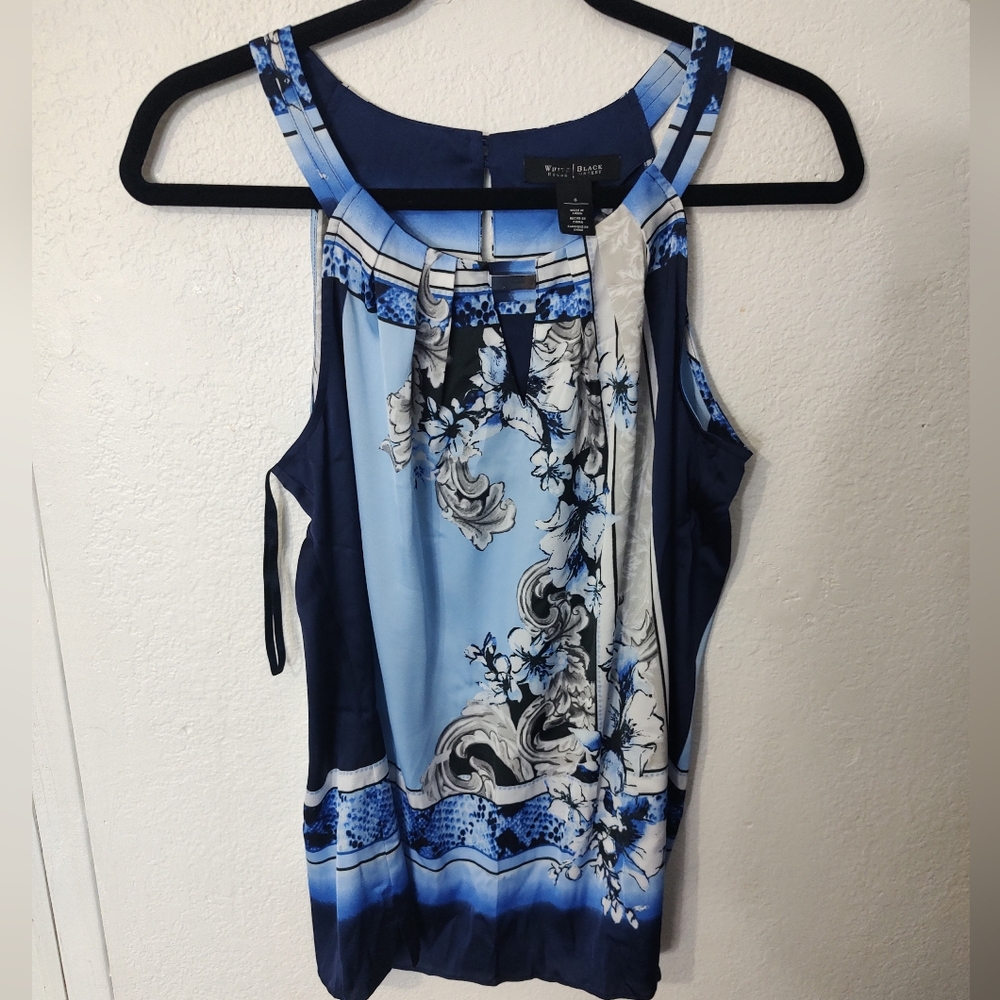 White House Black Market Floral High Neck Sleeveless Top